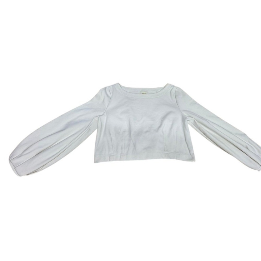 "Maeve" Anthropologie L Tie Back Ponte Pullover Lantern Puff‎ Sleeve Cropped Bow - Picture 3 of 13
